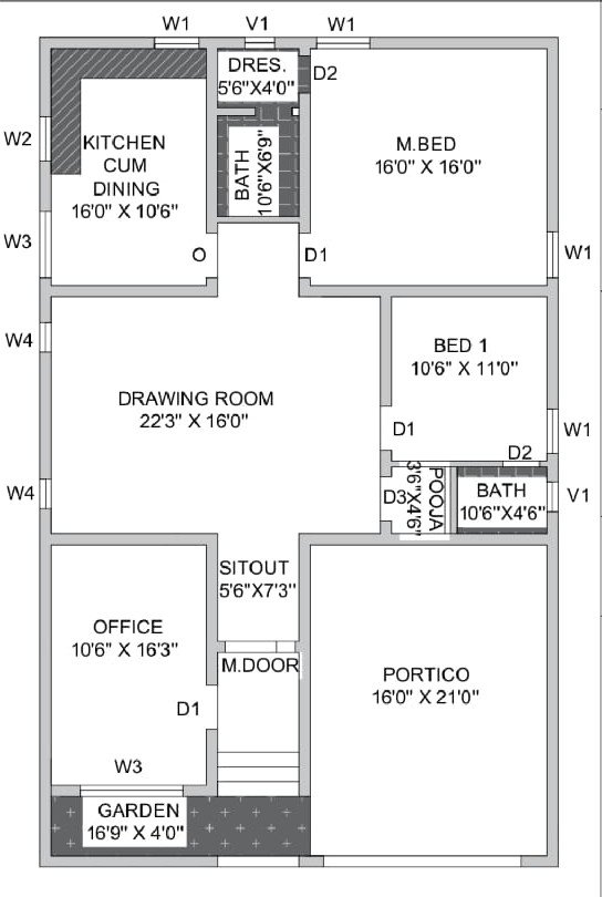 Architectural 2D Floor Plan Drafting and Layout